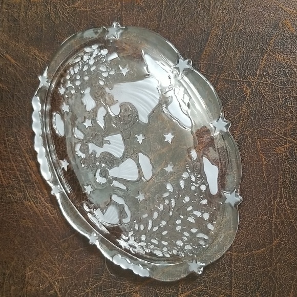 Vtg Mikasa Holiday Christmas Angel Crystal Candy Dish Serving Decorative Plate - Picture 7 of 8